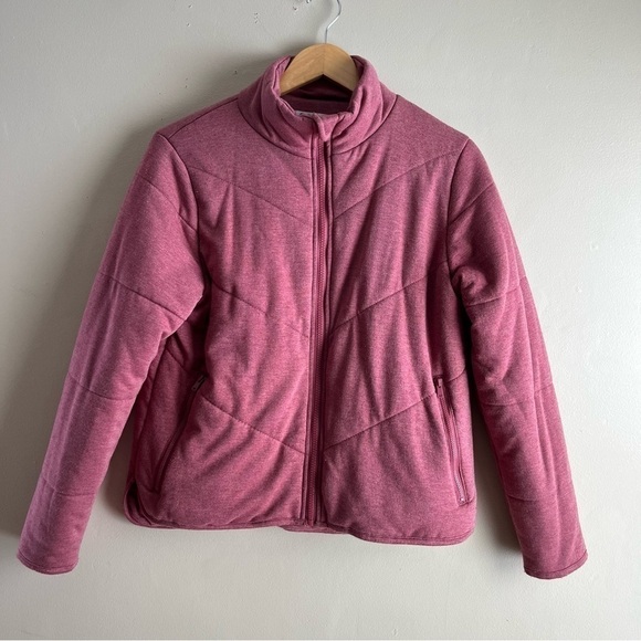 Anthropologie Three Dot Full Zip Quilted Jacket in Heather Tibetan Red, Small - Picture 2 of 13